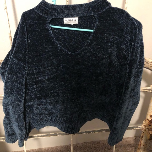 Crop chenille choker sweater - Picture 2 of 5